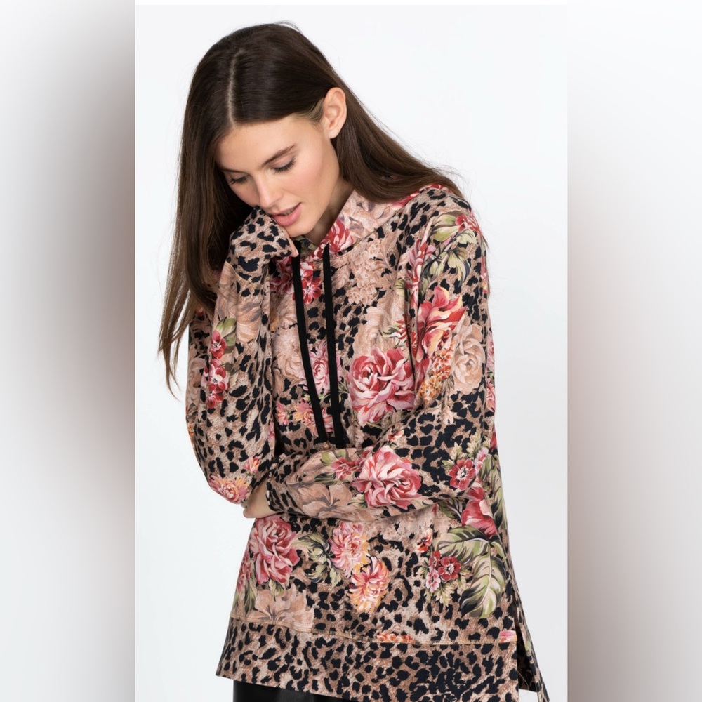 Johnny Was Vintage Rose High Low Crew Neck Sweatshirt
